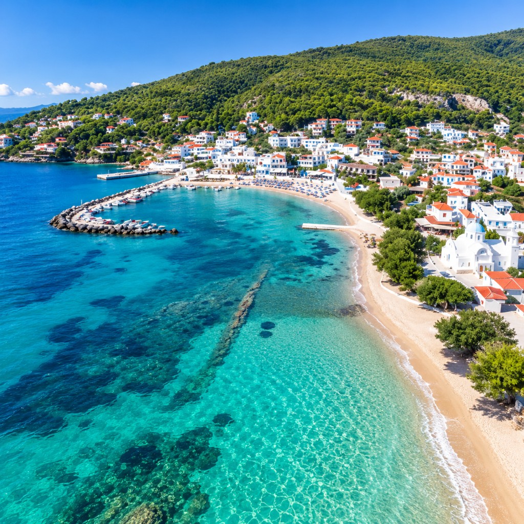 Παραλία και λιμάνι νησιού, κρουαζιέρα