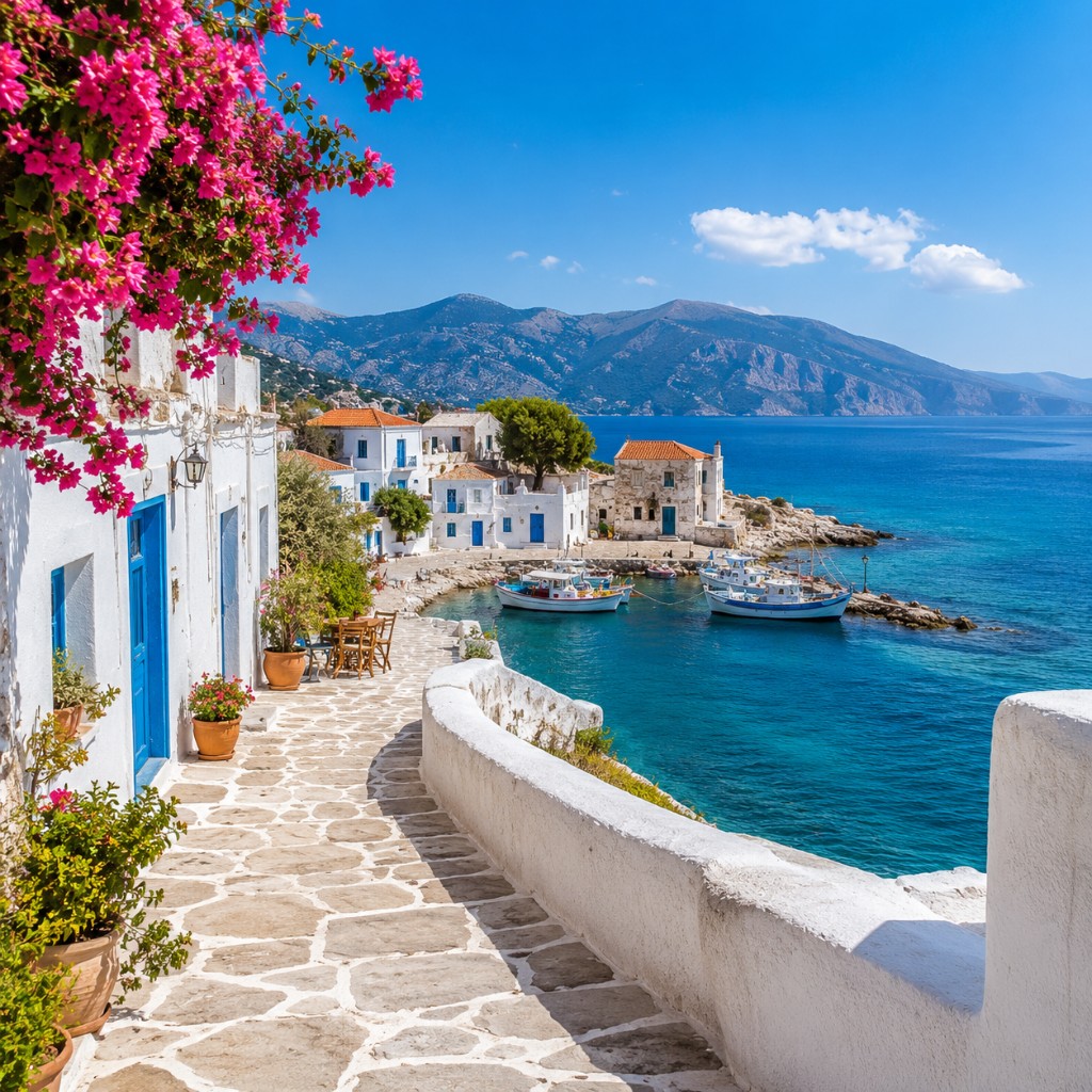 Νησιωτικό λιμάνι με μπλε θάλασσα, μονοήμερη εκδρομή
